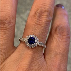 4.5mm Round Blue CZ September Engagement Ring